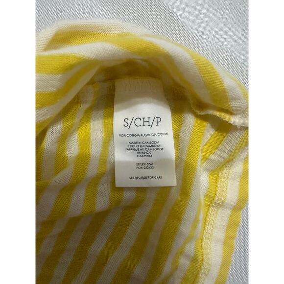 Cabi Yellow & White Striped Flutter Sleeve Cotton Tee – Size S - Picture 5 of 9